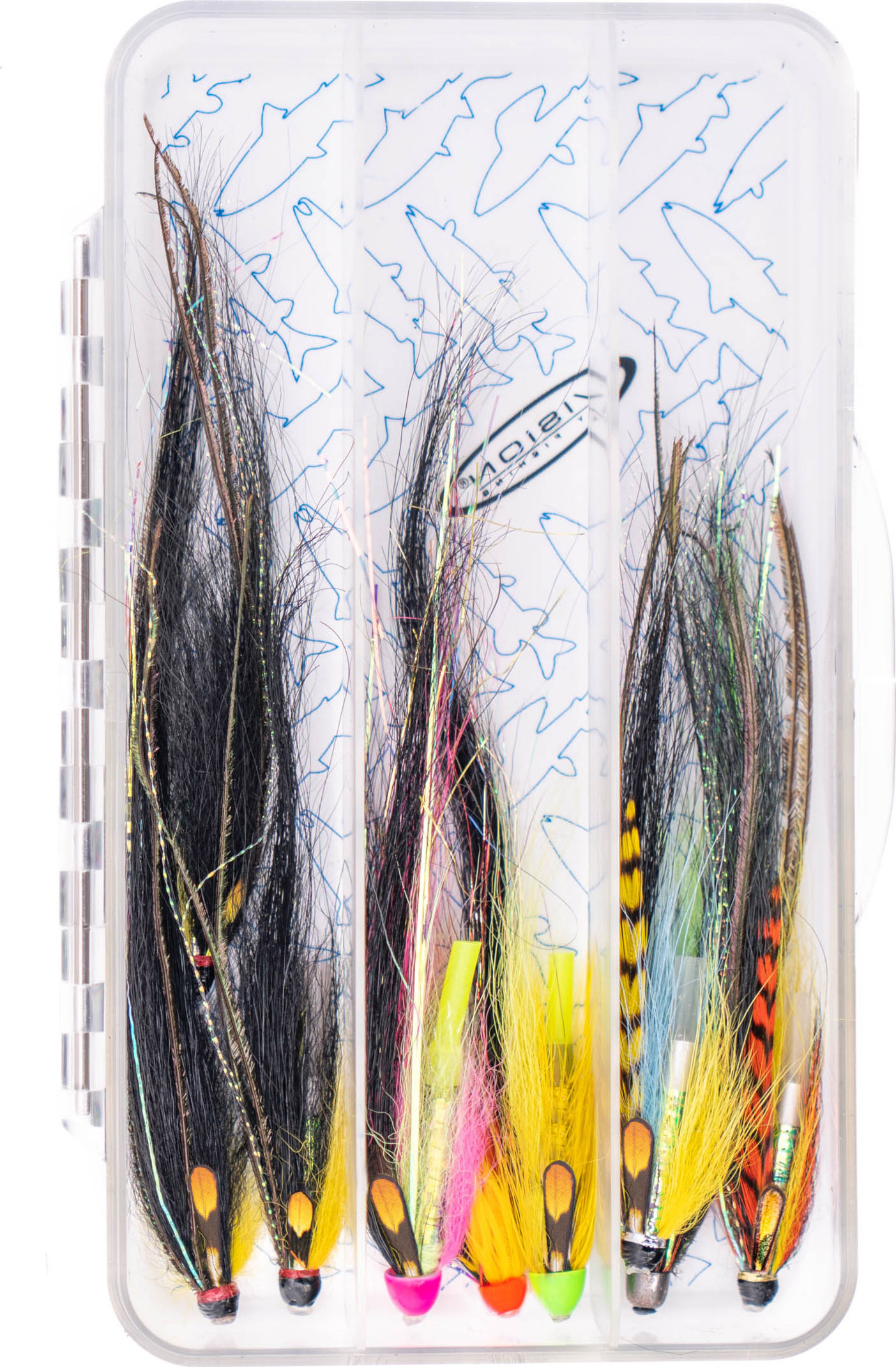 Caledonian Flies Monkey Salmon 9pc Selection In Vision Tube Fly