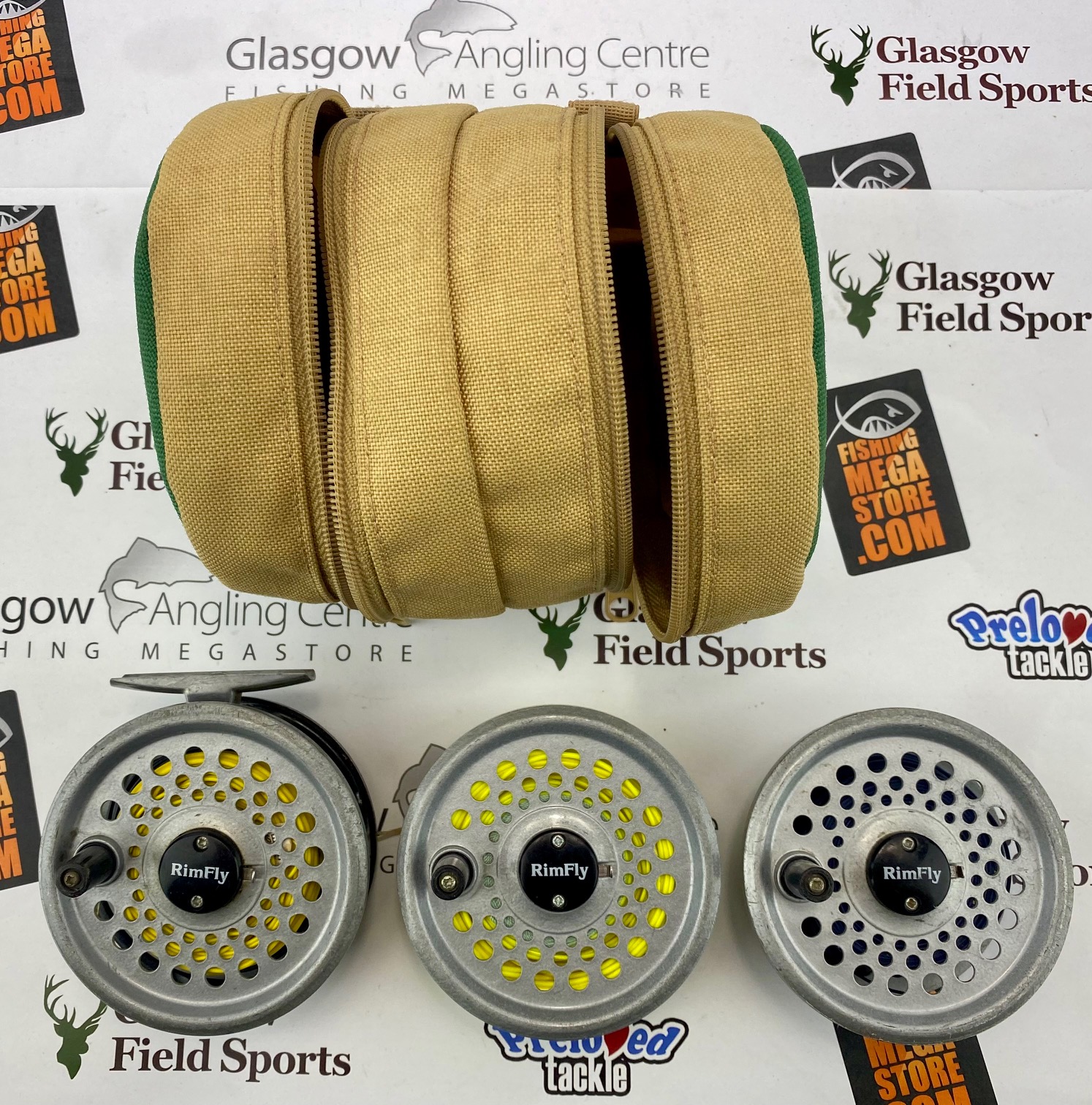 Rimfly KS 3.5 7/8 fly reel and 2 spare spools (in pouch) - Used