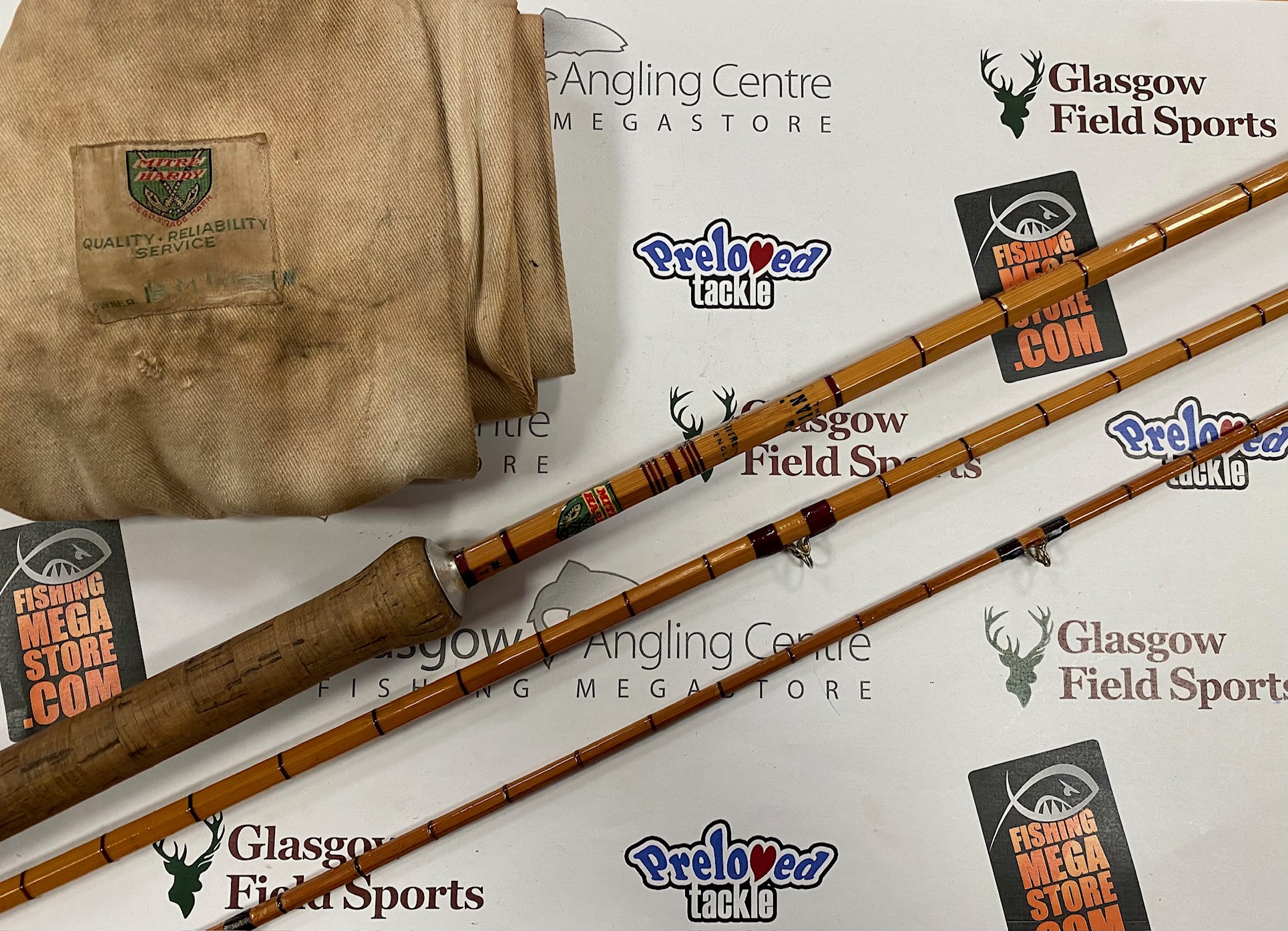Preloved Mitre Hardy Invicta 9 1/2ft #7 Sea Trout split cane rod 3 piece  (in bag) - Used – Glasgow Angling Centre