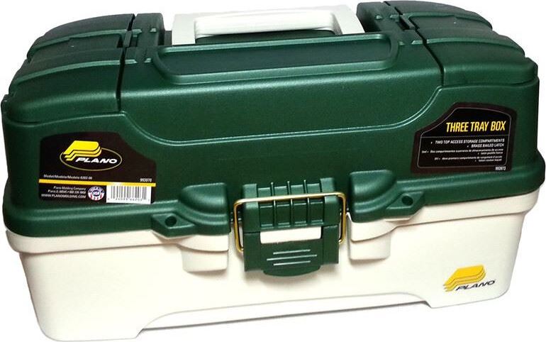 3 Tray Tackle Box - Green & Off White