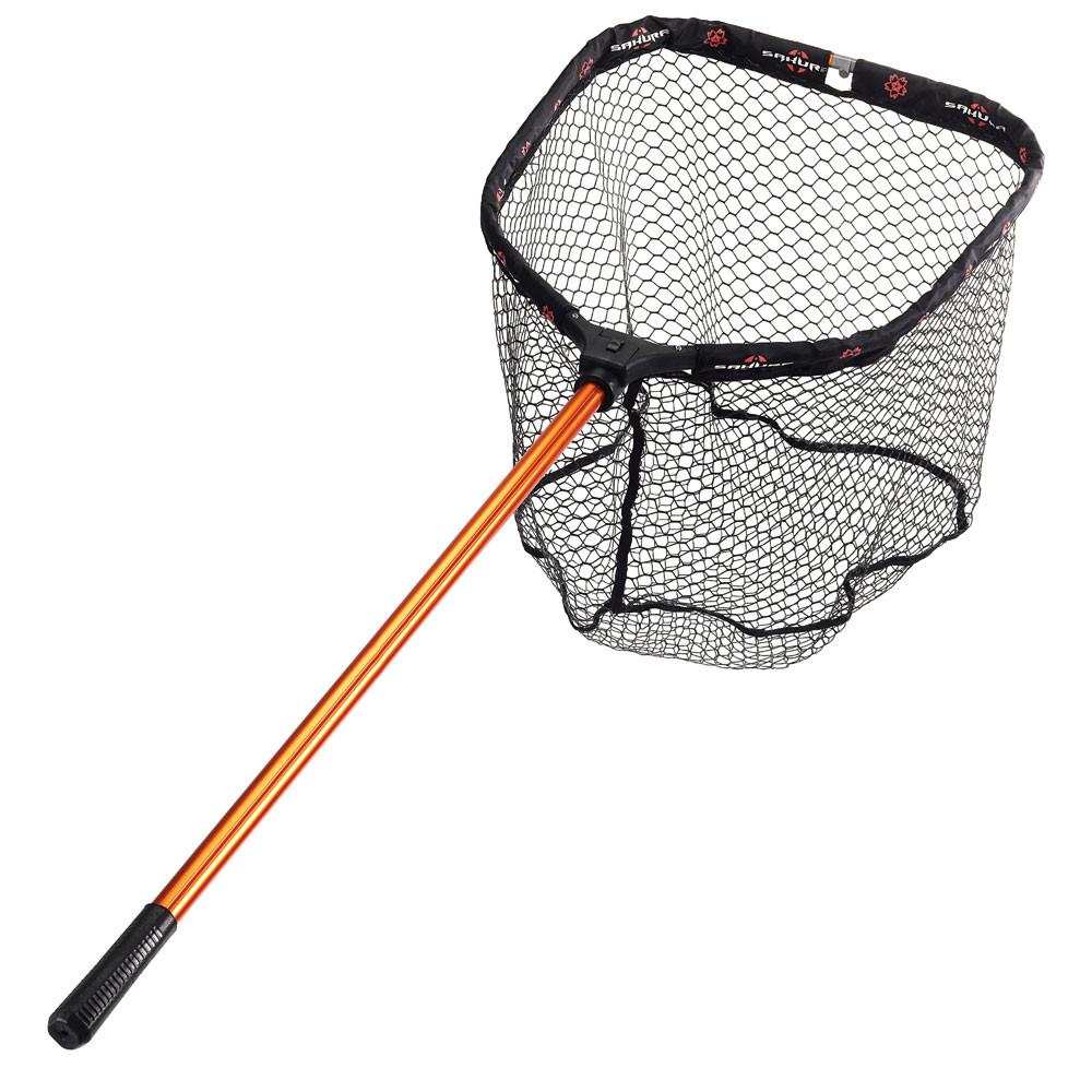 Rubber Fishing Landing Net with Retractable Aluminum Pole and Large Flat  Bottom Basket 768336OJO - The Home Depot