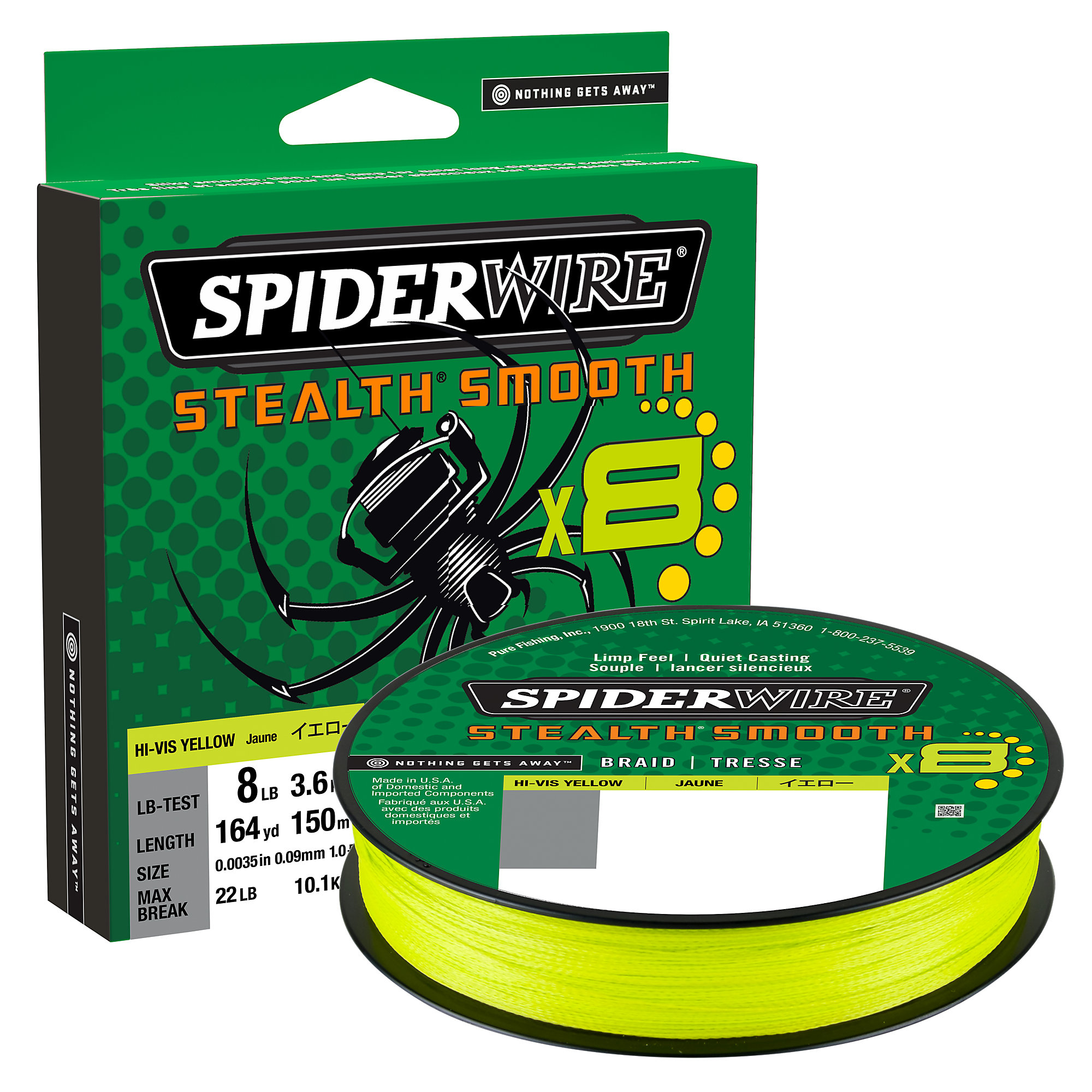 Gelb / Yellow SpiderWire Stealth Smooth 8 8fach 34,3kg 0,30mm 300m 