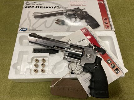 Preloved ASG Dan Wesson 6in Silver 4.5mm Metal BB Co2 Revolver (Boxed) - 