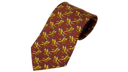 Bisley Solid Red Pheasants Silk Tie