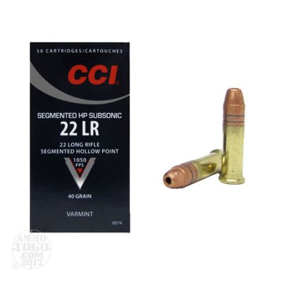 CCI .22 LR Subsonic Quik Shok 40Gr Segmented Hollowpoint (50)