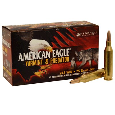 Federal .243 75 Grain American Eagle Varmint Speer Jacketed HP (40 Box)