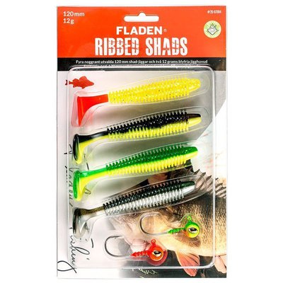Fladen Ribbed Shad Assortment with Jigheads