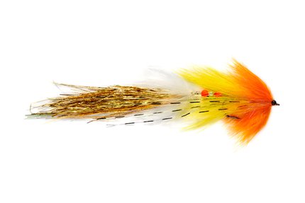 Fullng Mill Articulated Whistler Pike Fly Yellow/Orange #4/0