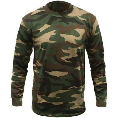 Game Mens Woodland Camouflage Long Sleeve T-Shirt