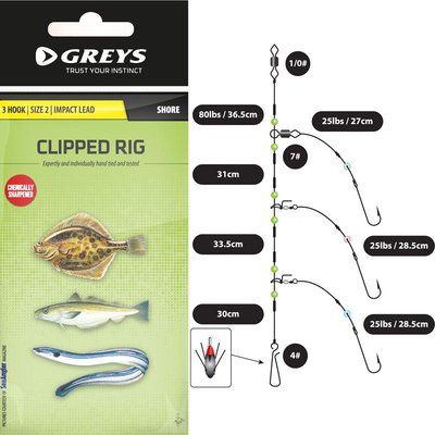 Greys 3 Hook Clipped Up Sea Rigs