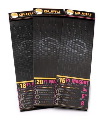 Guru F1 Maggot Hook Rigs 6in