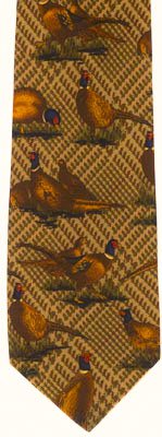 Just Fish Pheasant Brown Silk Tie