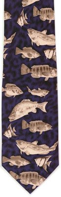 Just Fish Sea Fish Silk Tie, Navy