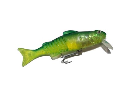 Lureflash Bison Lure Articulated Rubber Shad Holo Green 15cm