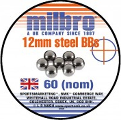 Milbro 12mm Steel Heavy Catapult Ammo (60 Tin)