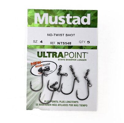 Mustad Ultrapoint No-Twist Dropshot Hook & Swivel 5pc