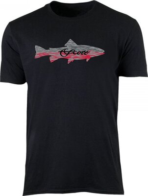 Scott Fly Rod Co Grey/red Trout on Black T-shirt