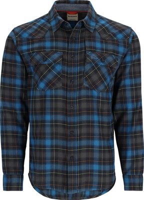 Simms Santee Flannel Shirt Black/Brown Blue Pane Ombre