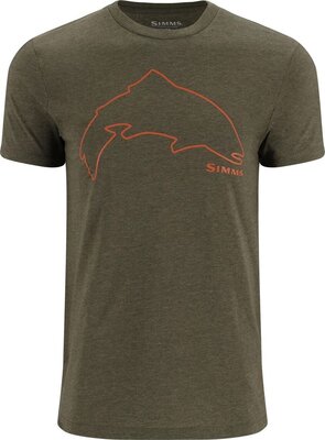 Simms Trout Outline T-Shirt Loden Heather