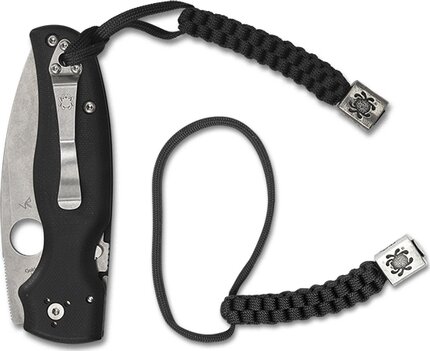 Spyderco Square Pewter Bead with Black Lanyard
