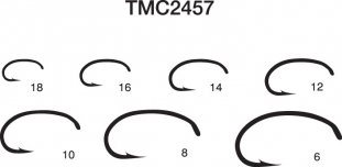Tiemco TMC2457-Shrimp, down eye, 2 extra wide, 2 extra short, 2 extra heavy Hooks