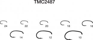 Tiemco TMC2487-Shrimp, down eye, 2 extra wide, 2 extra short Hooks