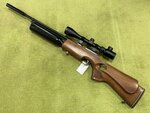 Preloved Alros Shadow M400 Walnut Thumbhole .22 Air Rifle with Scope Silencer and Bag  - Used