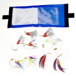 Fisheagle Rig Wallet and 10 Assorted Feather Rigs