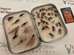 Preloved Richard Wheatley 4 3/4in Foam Lined Silmalloy Fly Box & Flies (England) - Used