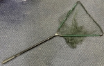 Preloved Snowbee Folding 60cm Triangular Landing net with 5ft telescopic handle - Used